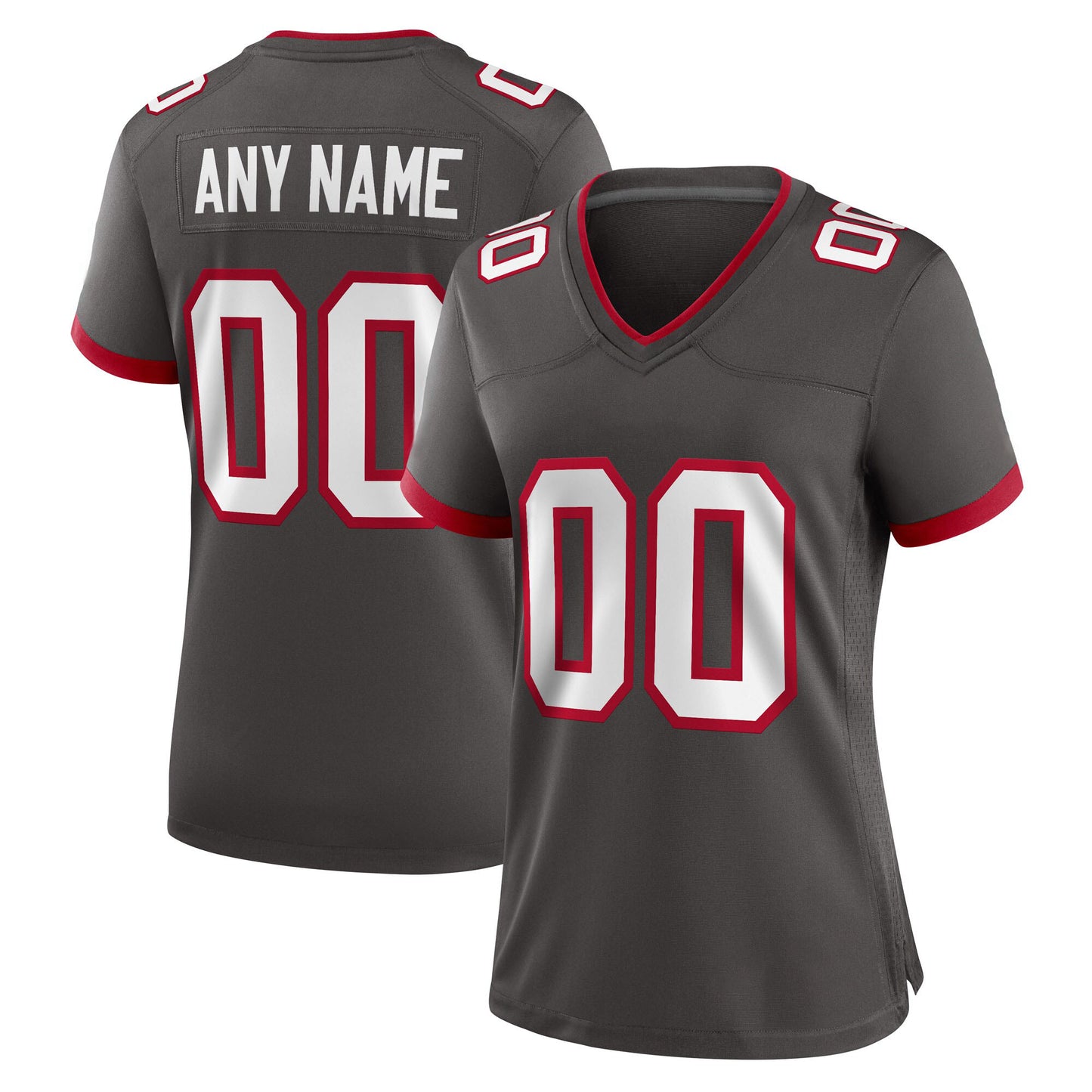 Camiseta de fútbol personalizada para mujer: opciones disponibles: naranja, peltre, rojo o blanco