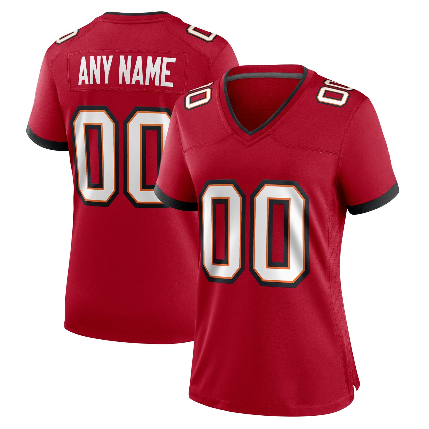 Camiseta de fútbol personalizada para mujer: opciones disponibles: naranja, peltre, rojo o blanco