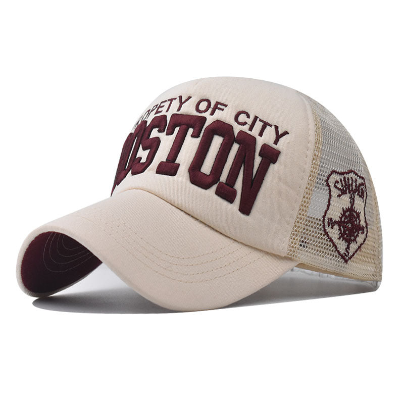 New Cotton Baseball Cap with Boston Embroidery Vintage Washed Outdoor Sun Hat for Men & Women-2054