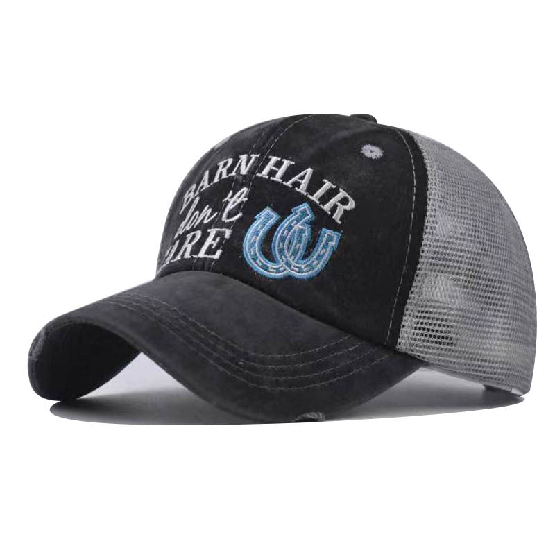 New Small Letter Embroidery Cross Ponytail Hat Women’s Sun Protection Baseball Cap for Women-2207