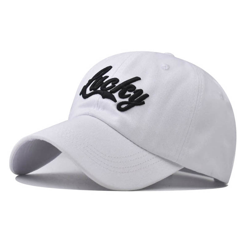 New Cotton Baseball Cap with Lucky Letter Embroidery Outdoor Stylish Duckbill Hat for Men & Women-2259