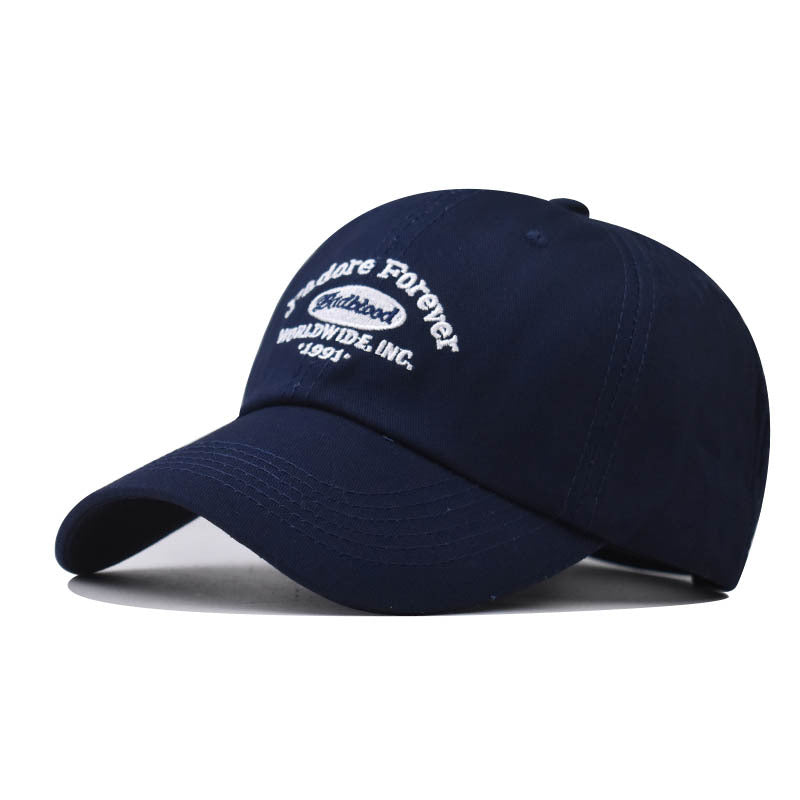 New Cotton Baseball Cap with Small Letter Embroidery Outdoor Stylish Duckbill Hat for Men & Women-2285