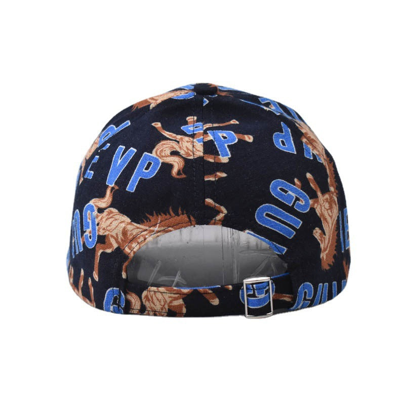 New Cotton Baseball Cap with Colorful Letter Print Outdoor Unisex Duckbill Sunshade Hat for Men & Women-2254