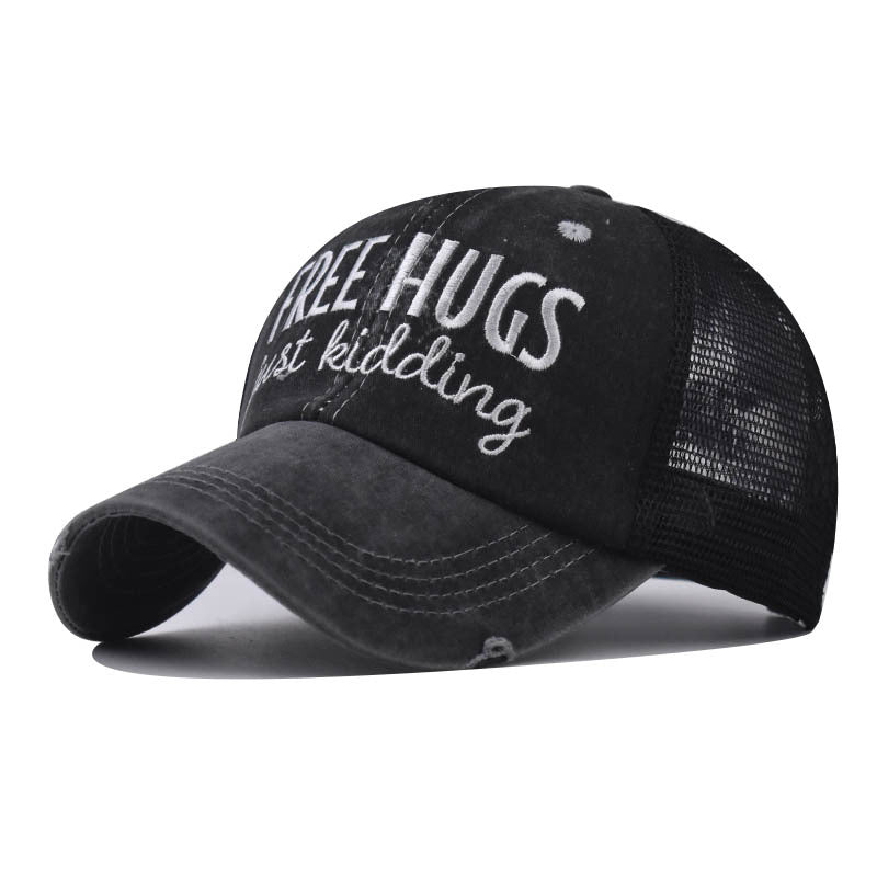 New Small Letter Cross Ponytail Baseball Cap Sun Protection Hat for Women-2208