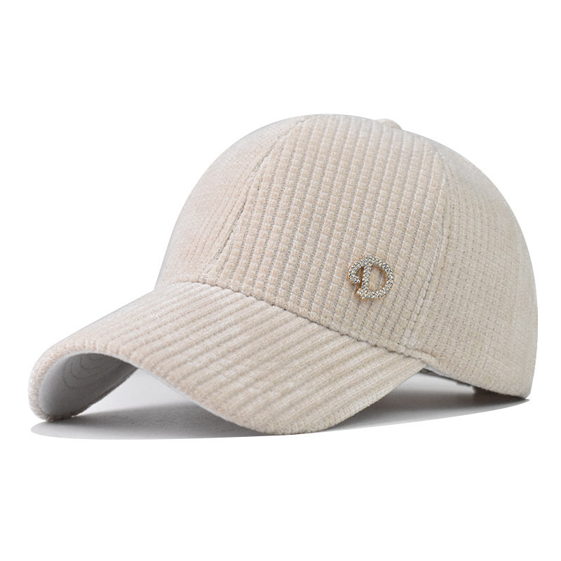 New Corduroy Baseball Cap Solid Color Plaid Winter Warm Dad Hat-1720