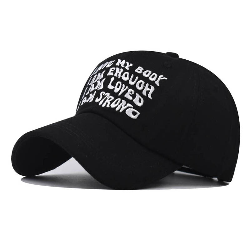 New Cotton Baseball Cap with I Love My Book Letter Embroidery Trendy Duckbill Hat for Men & Women-2261