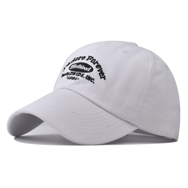 New Cotton Baseball Cap with Small Letter Embroidery Outdoor Stylish Duckbill Hat for Men & Women-2285