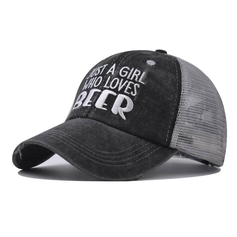 New Small Letter Cross Ponytail Baseball Cap Sun Protection Hat for Women-2208