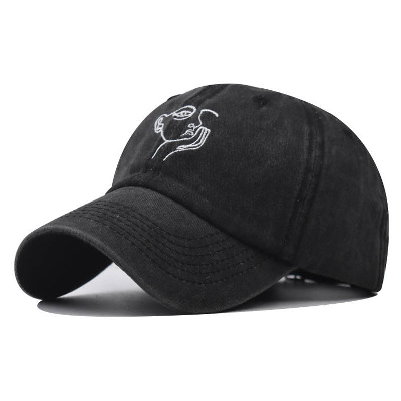 Trendy Cotton Baseball Cap Small Monkey Embroidery Vintage Washed Duckbill Hat for Men & Women-2096