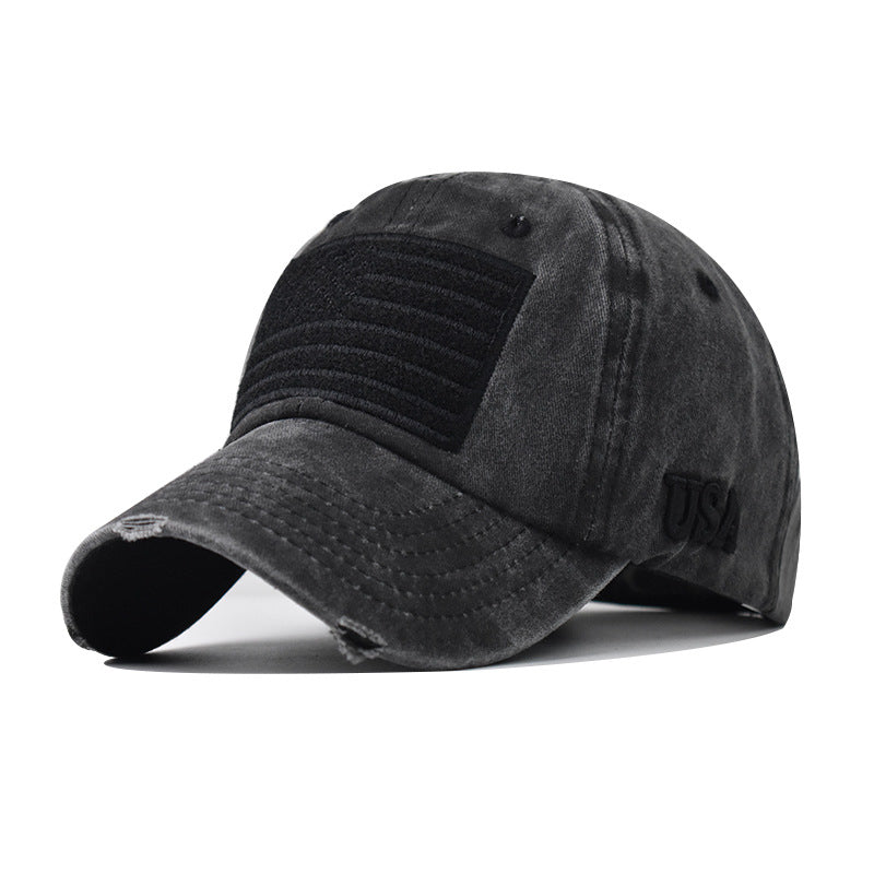 New Washed Soft Top Baseball Cap with American Flag Independence Day Design for Men & Women-1452
