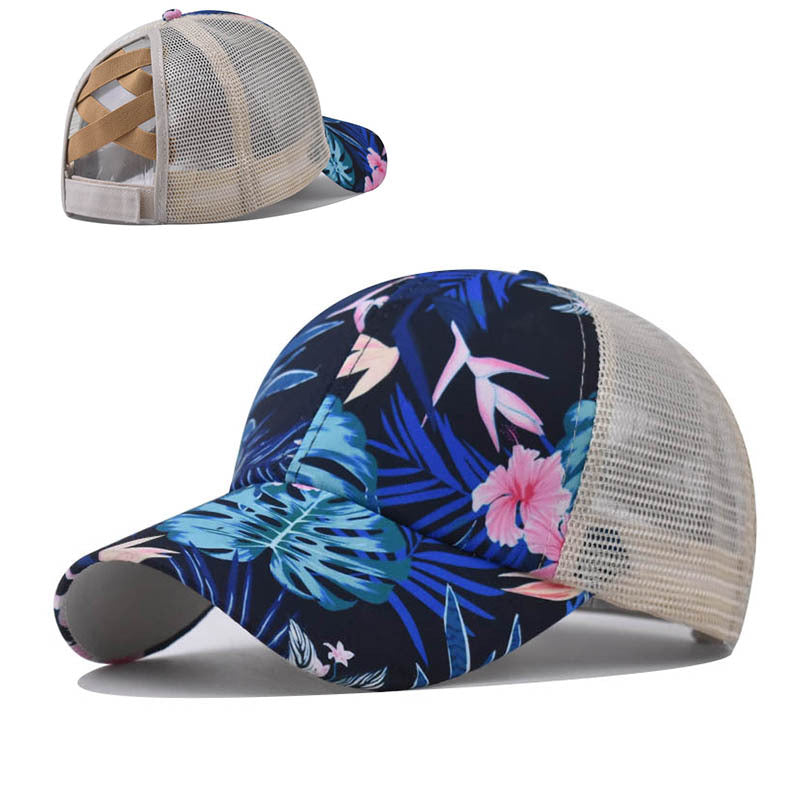 New Daffodil Print Ponytail Baseball Cap Back Opening Women’s Casual Sunshade Hat for Women-2203