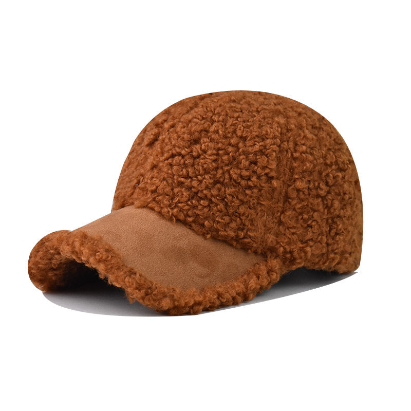 New Solid Color Fleece Baseball Cap Warm Outdoor Dad Hat-1723