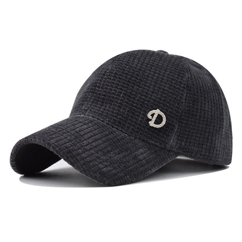New Corduroy Baseball Cap Solid Color Plaid Winter Warm Dad Hat-1720
