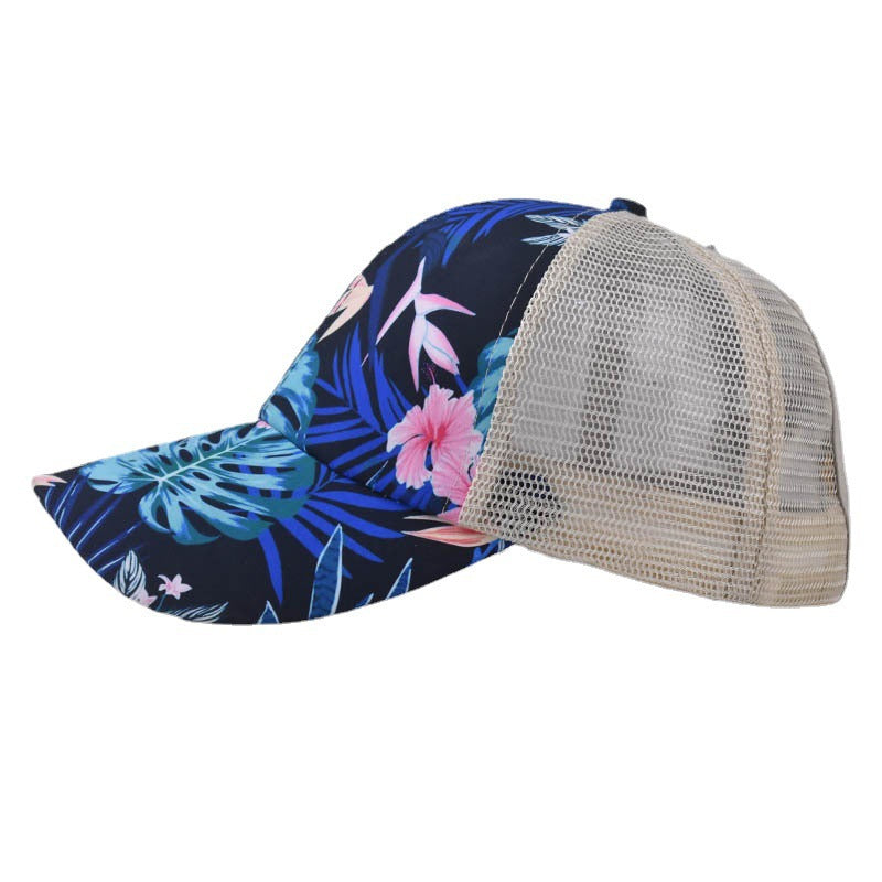 New Daffodil Print Ponytail Baseball Cap Back Opening Women’s Casual Sunshade Hat for Women-2203
