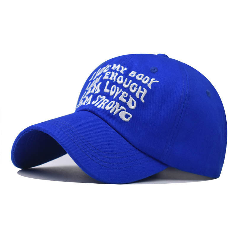 New Cotton Baseball Cap with I Love My Book Letter Embroidery Trendy Duckbill Hat for Men & Women-2261