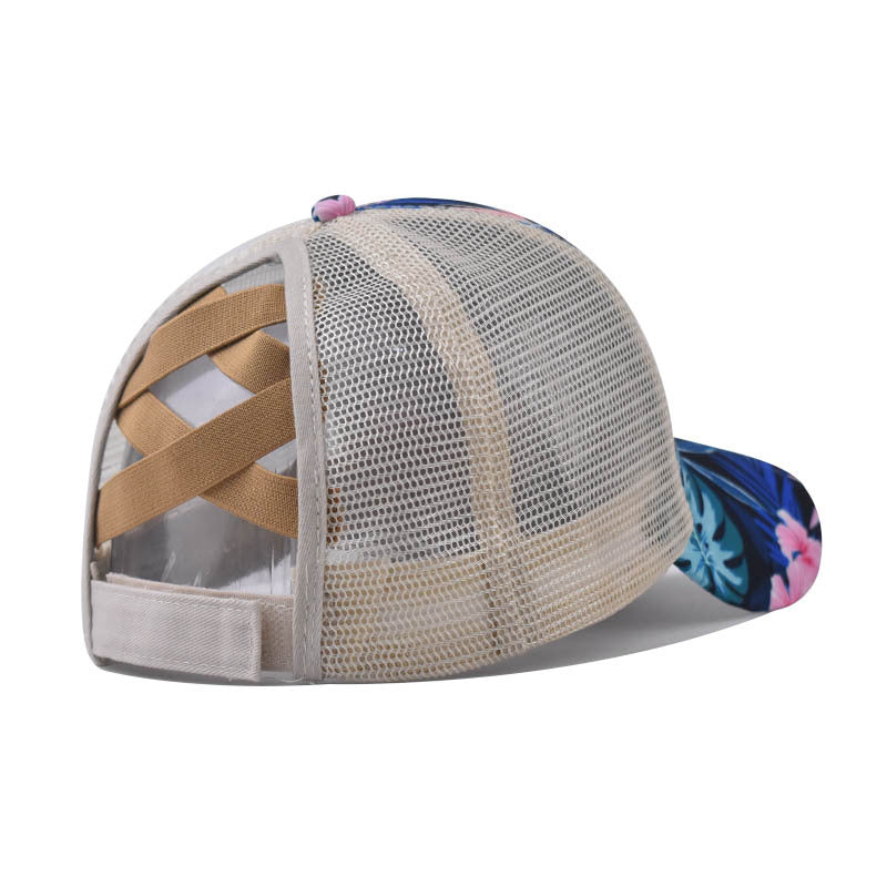 New Daffodil Print Ponytail Baseball Cap Back Opening Women’s Casual Sunshade Hat for Women-2203