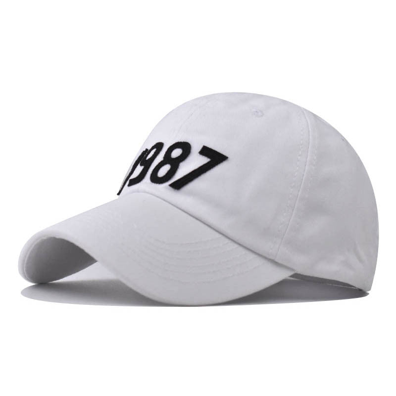 New Cotton Baseball Cap with 1987 Small Letter Embroidery Stylish Duckbill Hat for Men & Women-2286