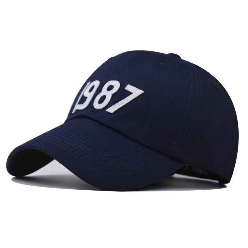 New Cotton Baseball Cap with 1987 Small Letter Embroidery Stylish Duckbill Hat for Men & Women-2286