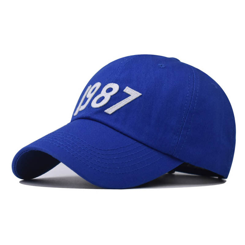 New Cotton Baseball Cap with 1987 Small Letter Embroidery Stylish Duckbill Hat for Men & Women-2286