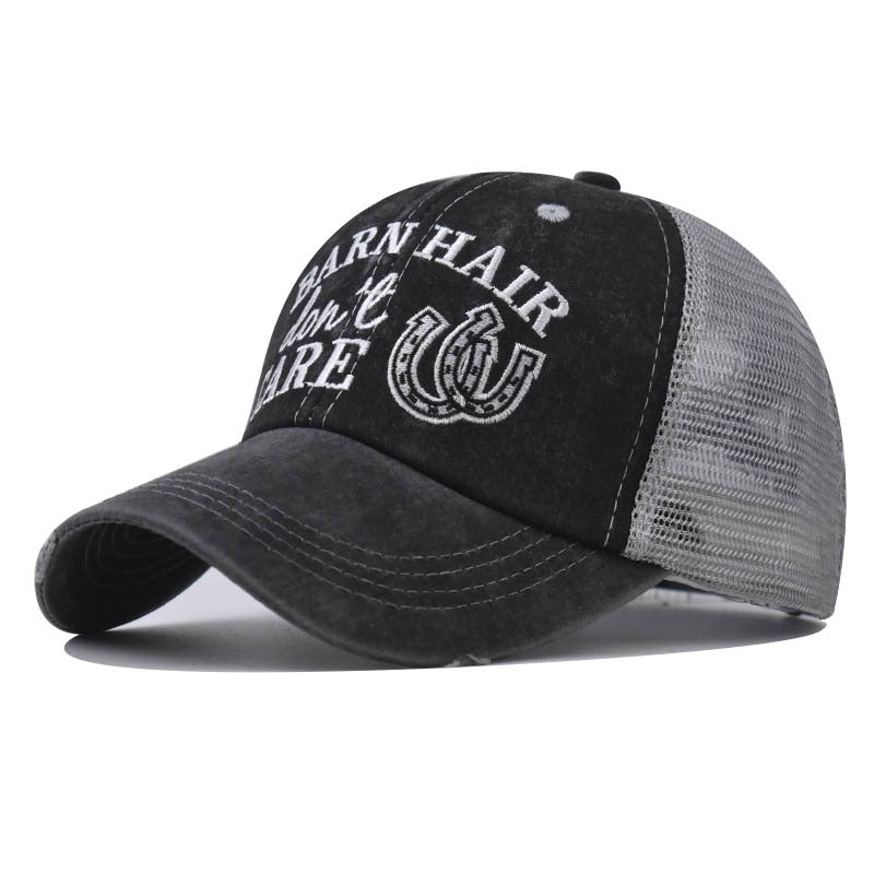 New Small Letter Embroidery Cross Ponytail Hat Women’s Sun Protection Baseball Cap for Women-2207