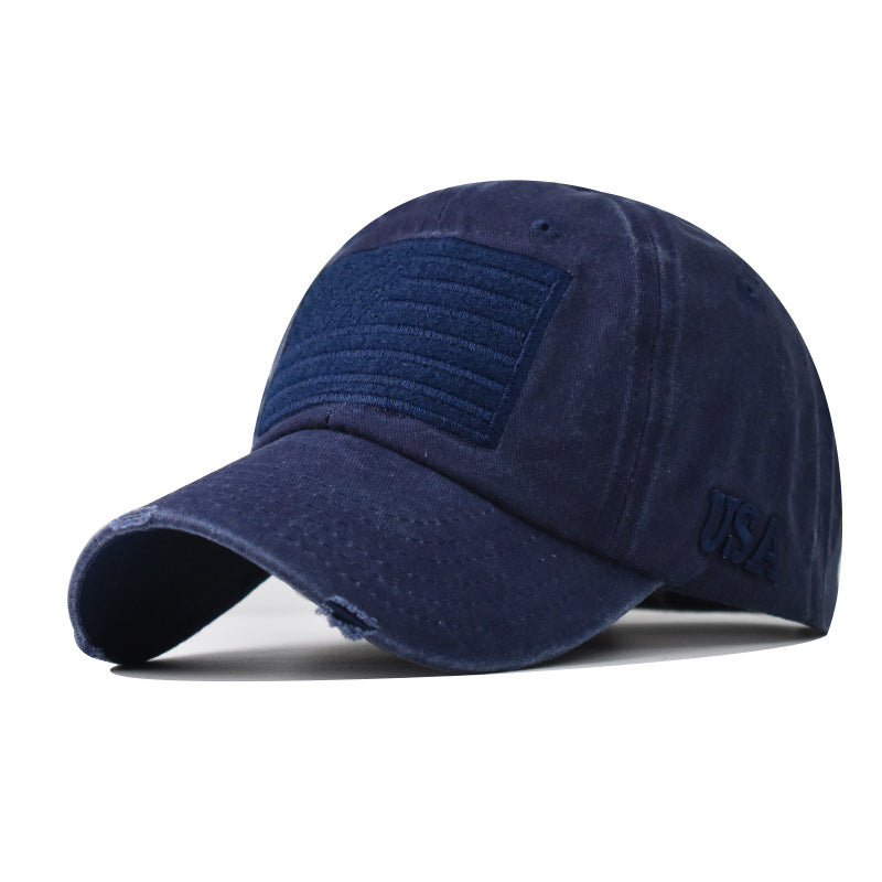 New Washed Soft Top Baseball Cap with American Flag Independence Day Design for Men & Women-1452