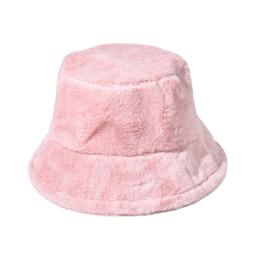 Trendy Solid Color Vintage Bucket Hat Autumn Winter Warm Thick Plush Fisherman Hat for Women-1924