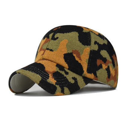 Women’s Ponytail Baseball Cap Thick Warm Distressed Camo Hat-1564