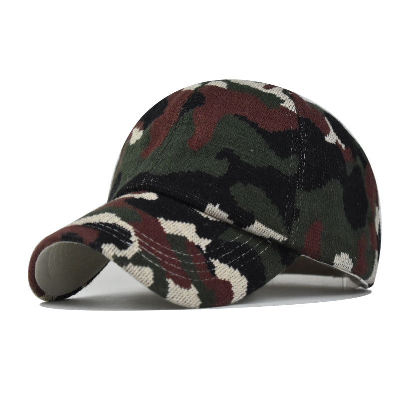 Women’s Ponytail Baseball Cap Thick Warm Distressed Camo Hat-1564