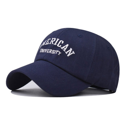 New Cotton Baseball Cap with America Small Letter Embroidery Trendy Duckbill Hat for Men & Women-2232