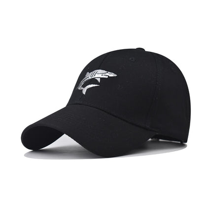 Cross-border cotton washing and old, little shark embroidered baseball cap, men's and women's outdoor four-season cap