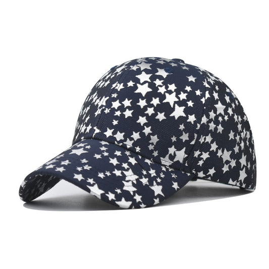 New Cotton Baseball Cap with Five-Star Print Spring Summer Sun Hat for Men & Women-2035