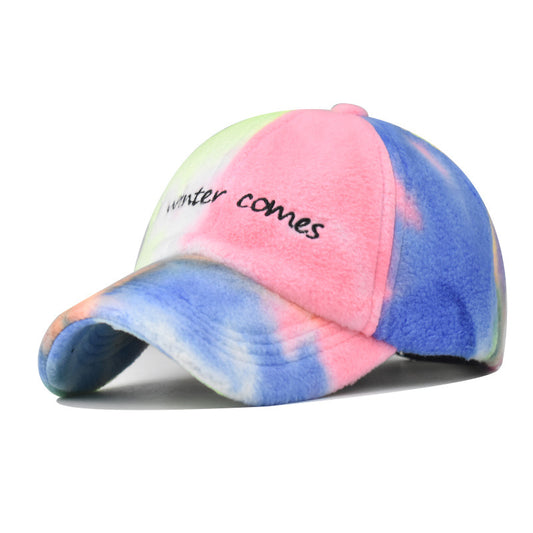 Casual Lamb Wool Baseball Cap New Small Letter Design Outdoor Warm Duckbill Hat for Men & Women-1913