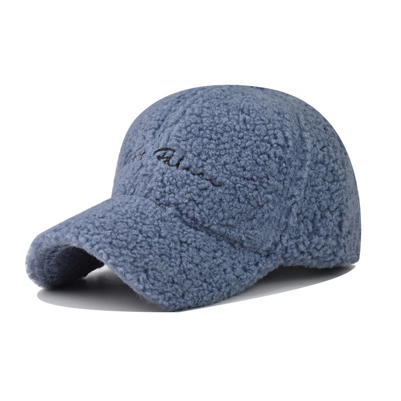 New Fleece Baseball Cap Small Letter Embroidery Warm Outdoor Dad Hat-1722