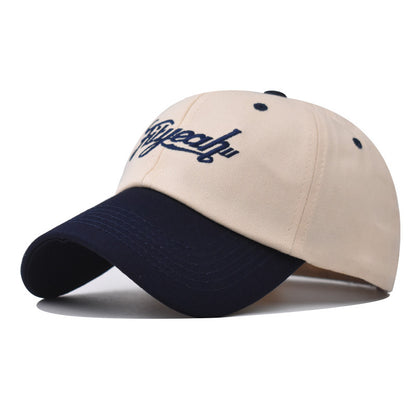 New Cotton Baseball Cap with Small Letter Colorblock Embroidery Trendy Duckbill Hat for Men & Women-2231
