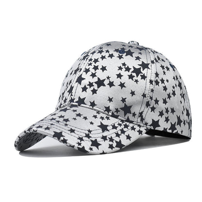 New Cotton Baseball Cap with Five-Star Print Spring Summer Sun Hat for Men & Women-2035