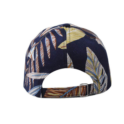 New Cotton Baseball Cap with Colorful Leaf Print Outdoor Unisex Duckbill Sunshade Hat for Men & Women-2032