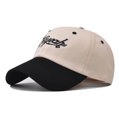 New Cotton Baseball Cap with Small Letter Colorblock Embroidery Trendy Duckbill Hat for Men & Women-2231