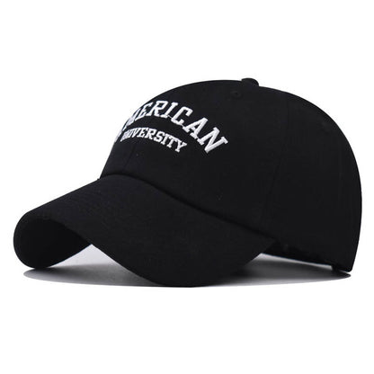 New Cotton Baseball Cap with America Small Letter Embroidery Trendy Duckbill Hat for Men & Women-2232