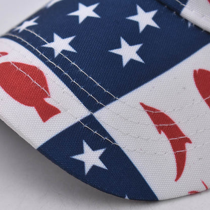 New Embroidered American Flag Baseball Cap Classic Fish Print Duckbill Hat for Men & Women-2200