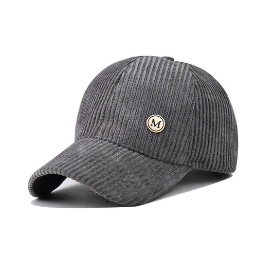 New Corduroy Solid Color Baseball Cap with M Logo Outdoor Sun Hat-1731