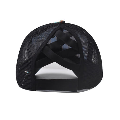 Casual Horse Print Ponytail Hat Back Opening Women’s Baseball Cap Outdoor Ponytail Cap for Women-2314
