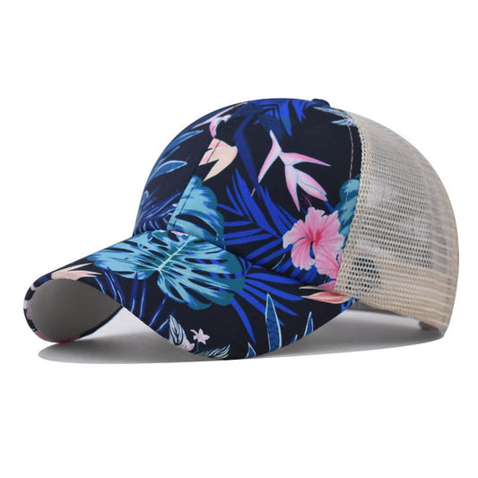 New Daffodil Print Ponytail Baseball Cap Back Opening Women’s Casual Sunshade Hat for Women-2203