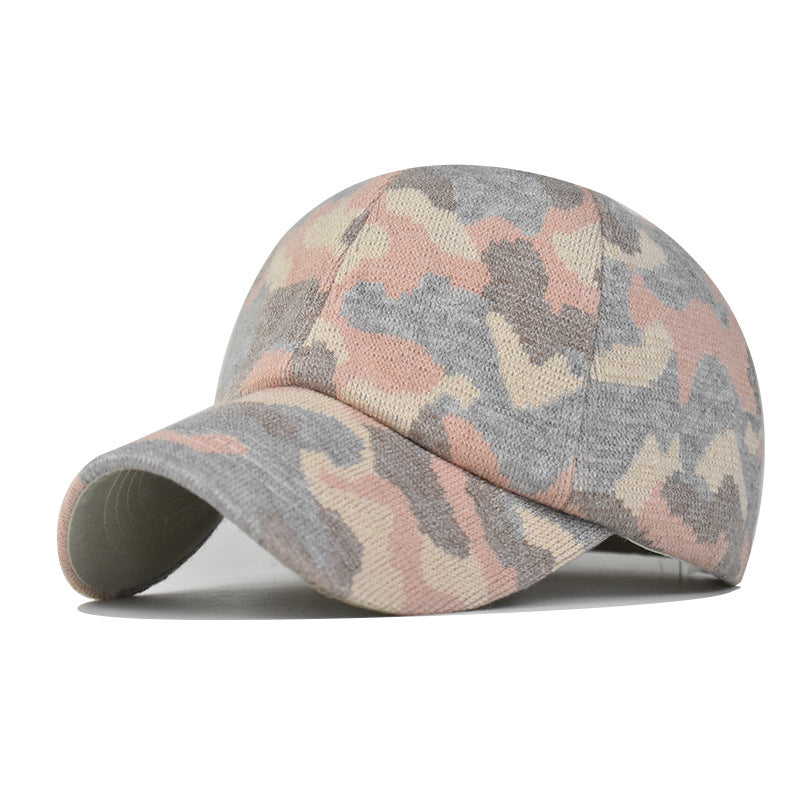 Women’s Ponytail Baseball Cap Thick Warm Distressed Camo Hat-1564