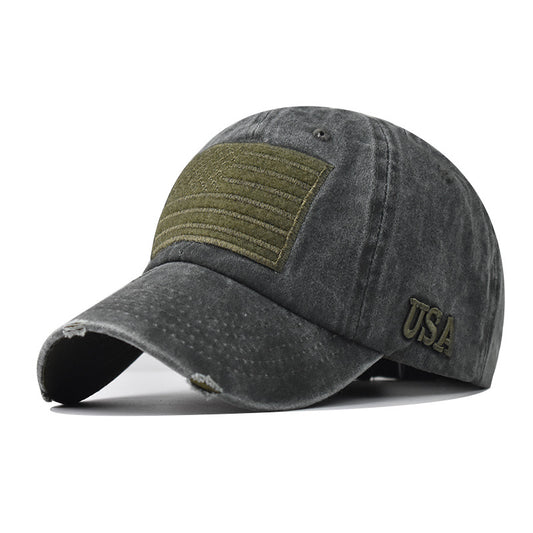 New Washed Soft Top Baseball Cap with American Flag Independence Day Design for Men & Women-1452
