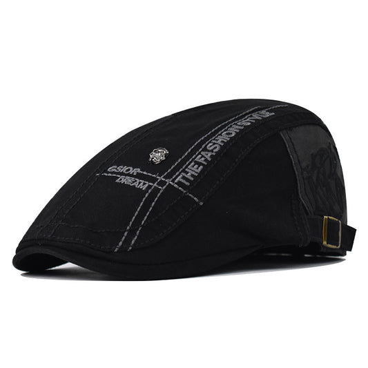 New Cotton Beret Breathable Casual Vintage Flat Cap for Men-1716