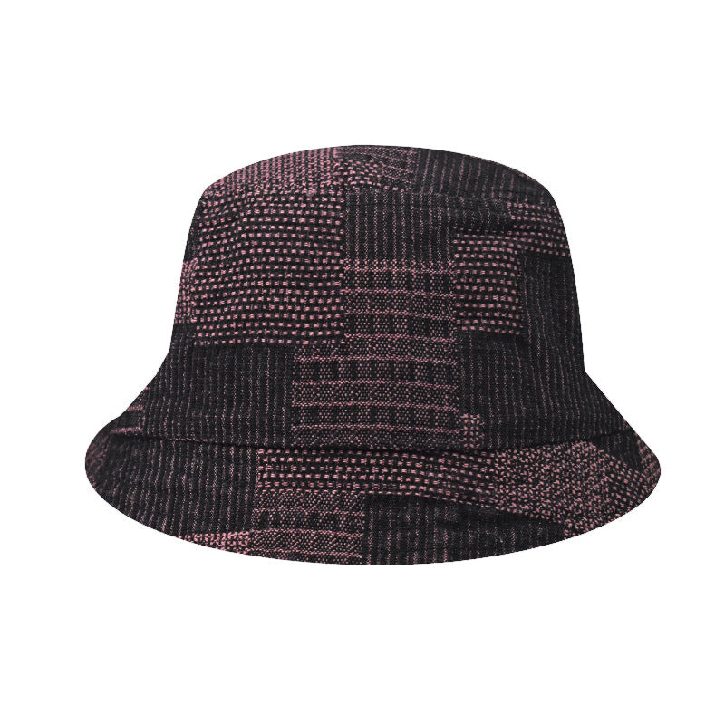 Classic Summer Square Jacquard Denim Fisherman Bucket Hat Sunshade Basin Hat for Men & Women-1790