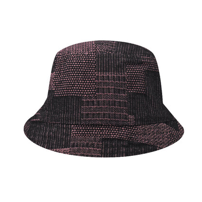 Classic Summer Square Jacquard Denim Fisherman Bucket Hat Sunshade Basin Hat for Men & Women-1790