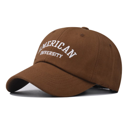 New Cotton Baseball Cap with America Small Letter Embroidery Trendy Duckbill Hat for Men & Women-2232