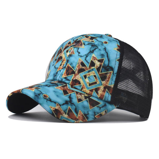 Casual Horse Print Ponytail Hat Back Opening Women’s Baseball Cap Outdoor Ponytail Cap for Women-2314