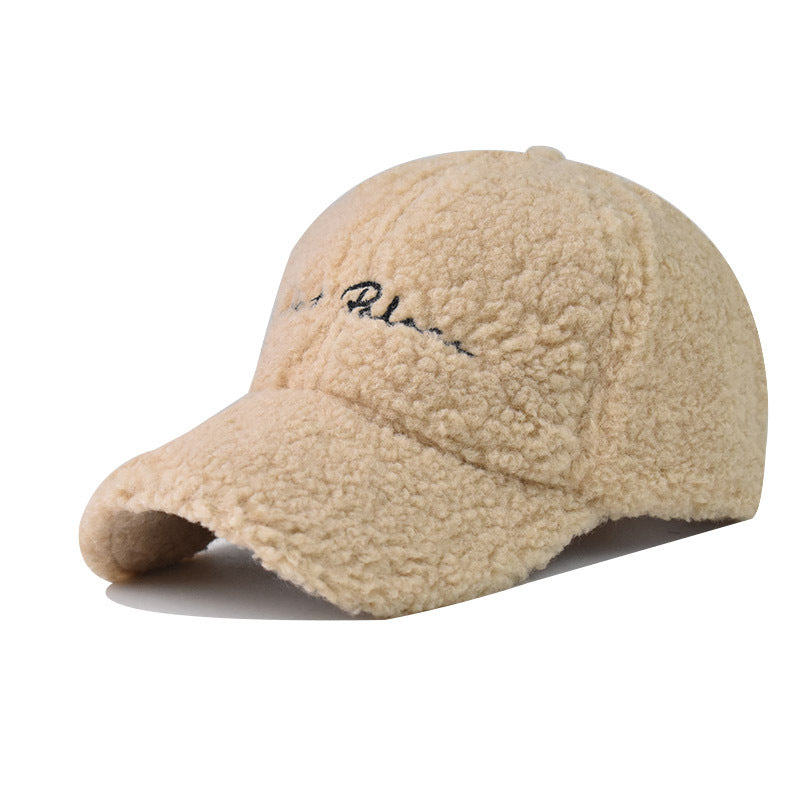 New Fleece Baseball Cap Small Letter Embroidery Warm Outdoor Dad Hat-1722